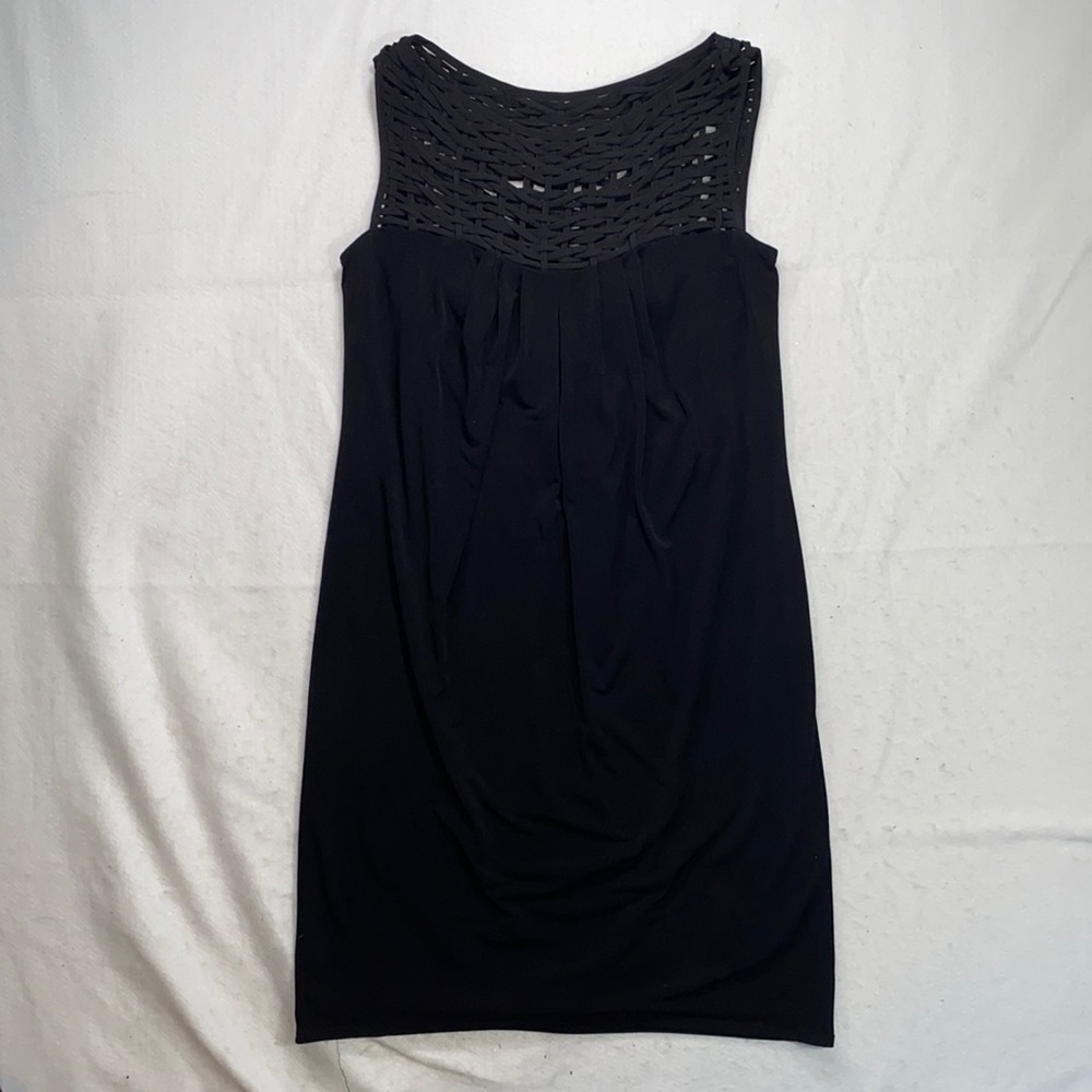 Suzi Chin Above Knee Mini Midi Black Sleeveless Dress Womens Size 6